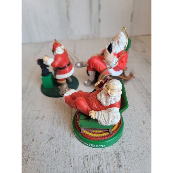 Coke cola Santa Claus reclining chair ornament Xmas set vintage - Picture 6 of 9